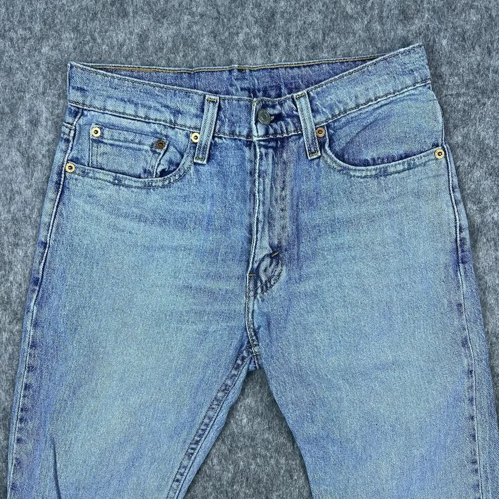 Levis 512 Mens Jeans Slim Fit Tapered Leg Light Wash Distressed Denim Size 28x30